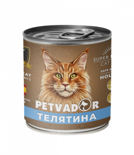 PETVADOR влажный корм для кошек телятина и перепелка 0,24кг