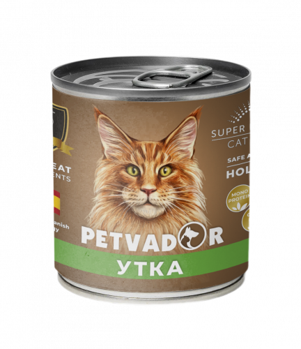 PETVADOR влажный корм для кошек всех стадий жизни, Утка 0,24кг