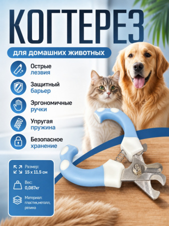 GR5028-BU Когтерез для  домашних животных Чистый Котик, пластик/металл 14см