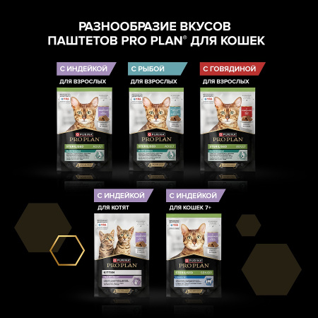 Влажный корм Purina PRO PLAN для взрослых стерилизованных кошек, паштет с океанической рыбой, 75г