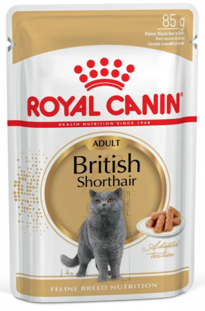 Влажный корм ROYAL CANIN British Shorthair Adult для взрослых британских короткошерстных кошек, кусочки в соусе, 85г