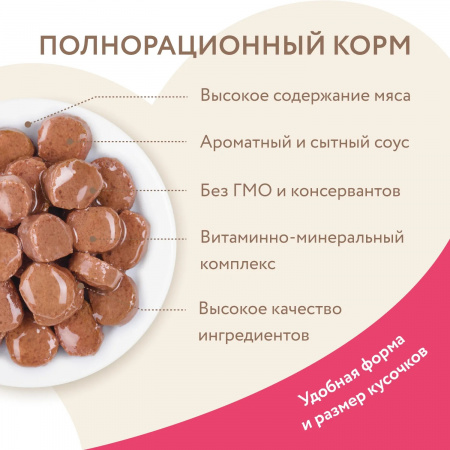 Влажный корм Мнямс для кошек старше 7 лет, кусочки в соусе с индейкой, 85г