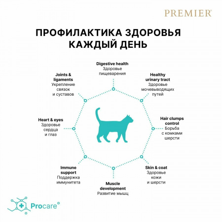 Сухой корм Premier Cat Lamb&Turkey ADULT взрослых кошек с нормальной активностью, чувствительным пищеварением или склонных к аллергии, ягненок с индейкой, 400г