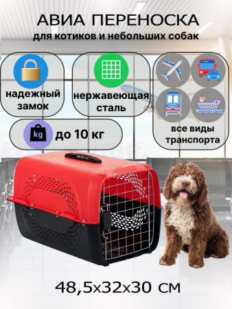 HP-A01 Авиа переноска для домашних животных "Чистый котик" 48,5*32*30 см красный