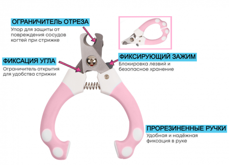 GR5028-BU Когтерез для  домашних животных Чистый Котик, пластик/металл 14см