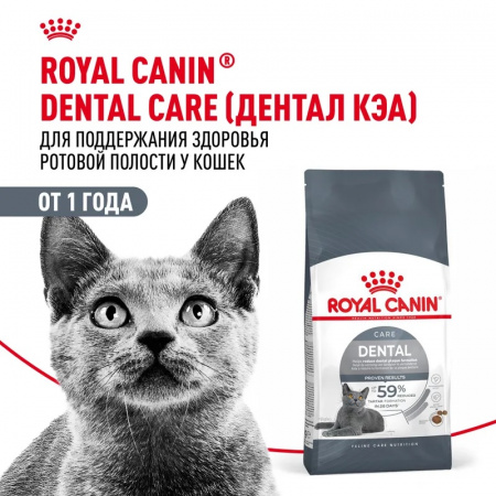 Сухой корм ROYAL CANIN Dental Care, для взрослых кошек для профилактики образования зубного налета и формирования зубного камня 400г.