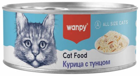 Влажный корм Wanpy Cat для взрослых кошек, курица с тунцом, 95г