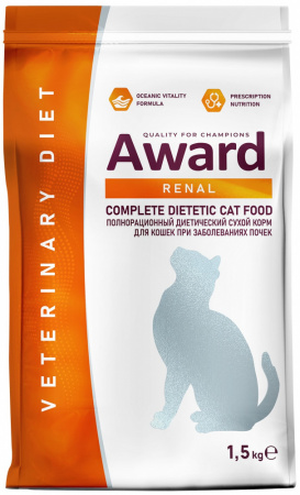 Сухой корм AWARD Veterinary Diet Renal для взрослых кошек, при заболеваниях почек, 1,5 кг