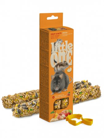Лакомство Little One, для хомяков, крыс, мышей и песчанок, палочки с фруктами и орехами, 120г