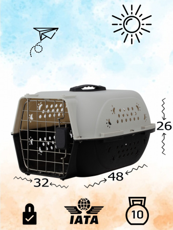 HP-B01S Авиа переноска для домашних животных "Чистый котик" 47,5*32,5*25 см серый