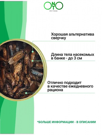 Корм ONTO для насекомоядных животных, Туркменский таракан, 40г