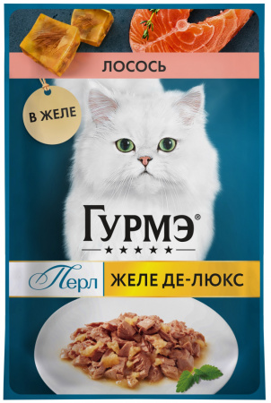 Влажный корм ГУРМЭ Желе Де-Люкс для взрослых кошек с лососем в желе 75г 
