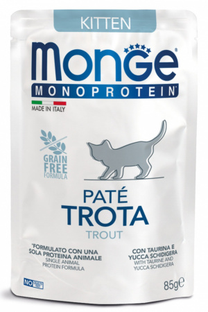 Влажный корм Monge Cat Natural Monoprotein для котят и беременных кошек, из форели, 85г