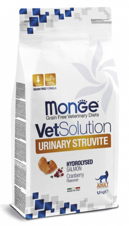 Сухой корм Monge Cat VetSolution Urinary Struvite для взрослых кошек, при заболеваниях мочеполовой системы и струвитном течении МКБ, 1,5 кг