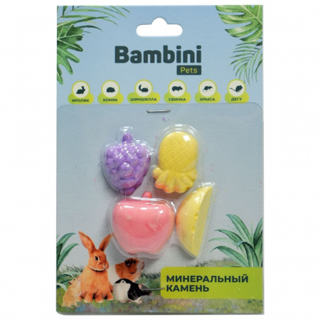 Минеральный камень Bambini Pets для грызунов "Фрукты" (4шт)