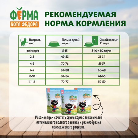 Сухой корм Ферма кота Федора для котят от 1 месяца, беременных и кормящих кошек, с индейкой, 650г