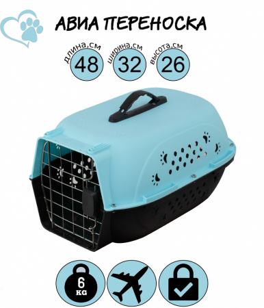 HP-В01S Авиа переноска для домашних животных "Чистый котик" 47,5*32,5*25 см голубой