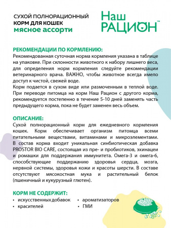 Сухой корм Наш Рацион для взрослых кошек мясное ассорти 10кг