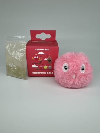 EN-SD03 Игрушка для кошек, плюшевый мячик со звуком животных и светодиодной подсветкой. Цвет: розовы