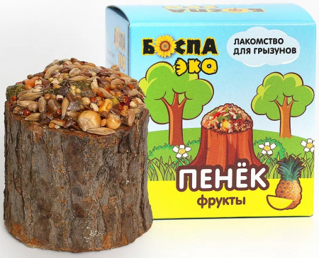 Лакомство БОСПА ЭКО для грызунов, Пенёк с фруктами, 80г