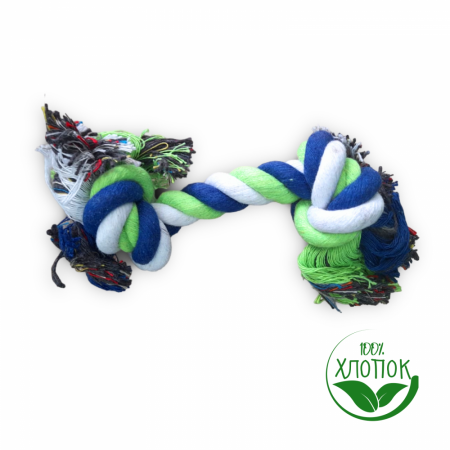 RT120742B Верёвочная игрушка для собак, канат с двумя узлами Чистый Котик 20,5см, 70g, цвет синий