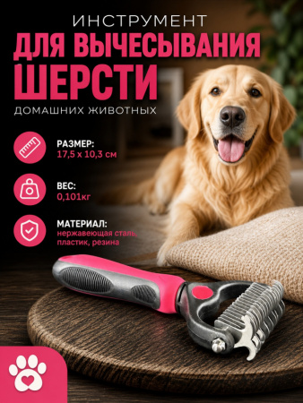 GR19002-M Инструмент для вычесывания шерсти домашних животных Чистый Котик, пластик/металл, 17,5х10,3см