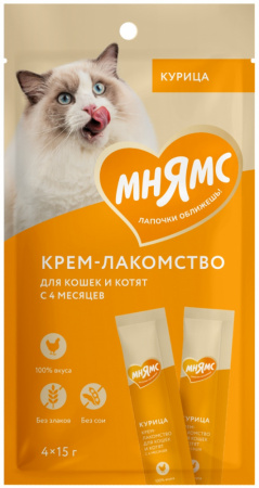 Лакомство-крем Мнямс для кошек с курицей 15г