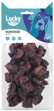 Лакомство Lucky bits для собак всех пород, Конское легкое, 40г