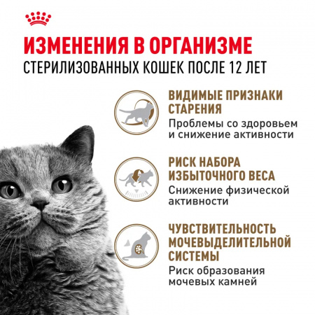 Сухой корм ROYAL CANIN Ageing Sterilised 12+для стерилизованных стареющих кошек в возрасте старше 12 лет, 4кг
