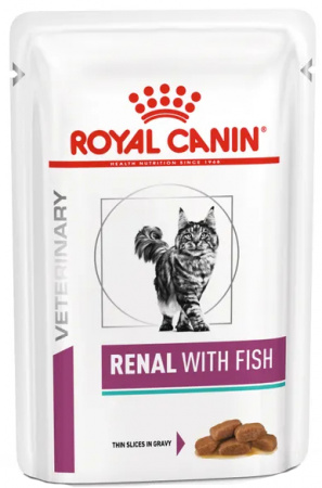 Влажный корм ROYAL CANIN Renal with fish для взрослых кошек для поддержания функции почек, 85г