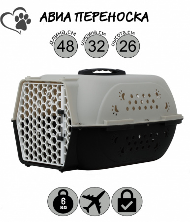 HP-C01S Авиа переноска для домашних животных «Вояж» ТМ Чистый котик, 48*32*26 см, цвет: серый