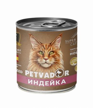Влажный корм PETVADOR для стерилизованных кошек, индейка с клюквой 240гр  