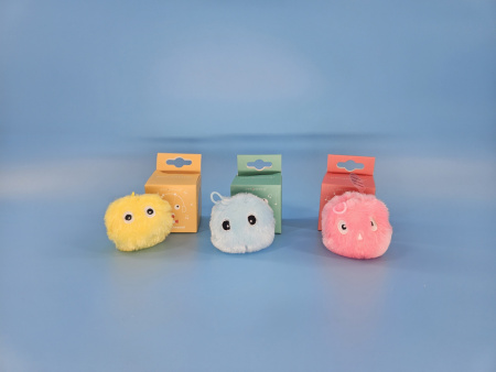 EN-SD03 Игрушка для кошек, плюшевый мячик со звуком животных и светодиодной подсветкой. Цвет: голубо