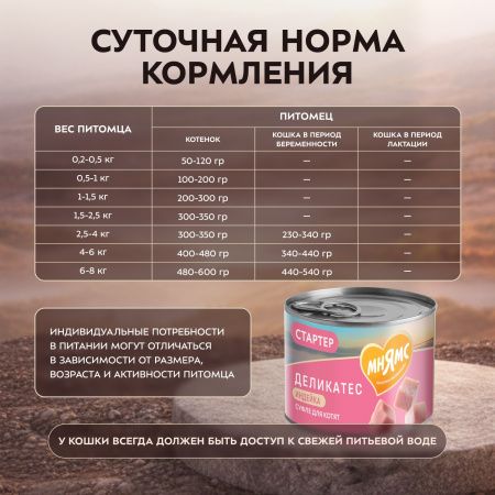 Влажный корм Мнямс Деликатес Стартер для котят до 4 месяцев, паштет из индейки, 200г