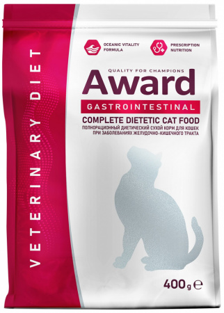 Сухой корм AWARD Veterinary Diet Gastrointestinal для взрослых кошек, при заболеваниях желудочно-кишечного тракта, 400г