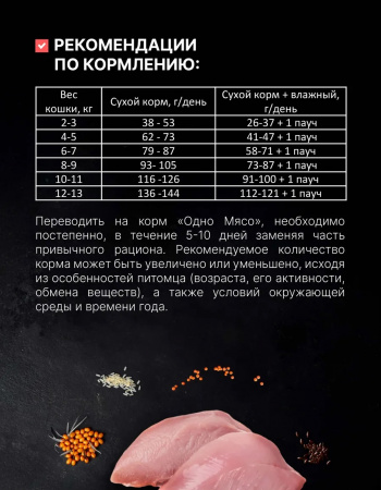 Сухой корм Одно Мясо для взрослых кошек с мясом индейки 1,5кг