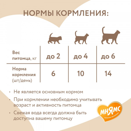 Лакомство Мнямс для стерилизованных кошек, хрустящие подушечки "Профилактика МКБ", с цыпленком и клюквой, 60г