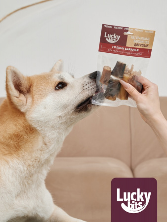 Лакомство Lucky bits для собак, Голень баранья, 65г