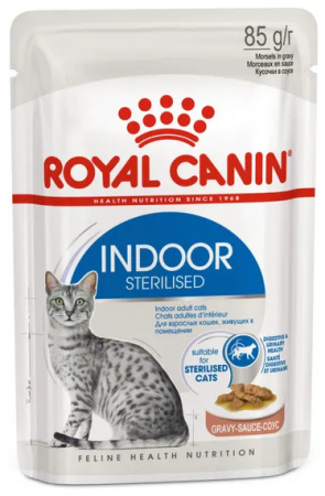 Влажный корм ROYAL CANIN Indoor Sterilised для взрослых кошек (в возрасте от 1 года до 7 лет), живущих в помещении, соус, 85г