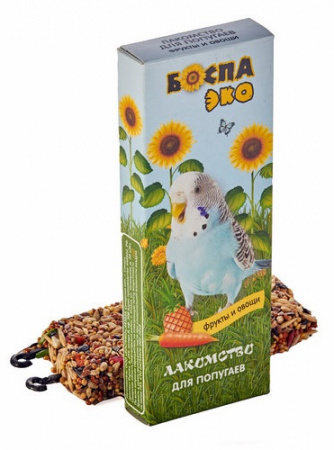 Лакомство БОСПА ЭКО для попугаев, 2 палочки, с фруктами и овощами, 90г