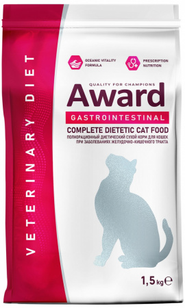 Сухой корм AWARD Veterinary Diet Gastrointestinal для взрослых кошек, при заболеваниях желудочно-кишечного тракта, 1,5 кг