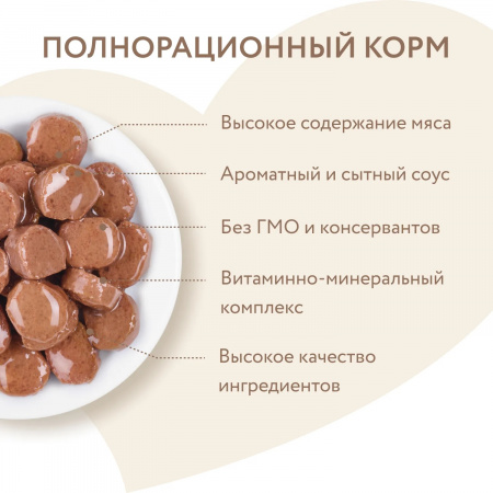 Влажный корм Мнямс Кусочки в соусе с форелью для красивой шерсти кошек 85г