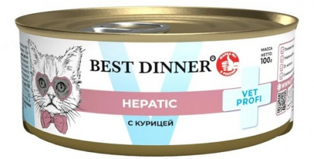 Влажный корм Best Dinner Vet Profi Hepatic для кошек с заболеваниями печени, Курица 100г