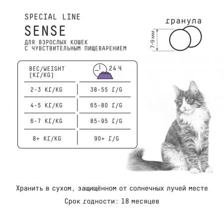 Сухой корм AJO Sense, для для кошек с чувствительным пищеварением, с курицей и олениной, 400г