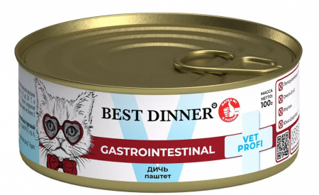 Консервы паштет Best Dinner Gastro Intestinal Exclusive Vet Profi для кошек, Дичь 0,1кг