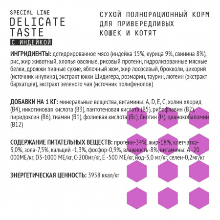 Сухой корм AJO Delicate Taste, для привередливых кошек и котят, с индейкой, 1.5кг