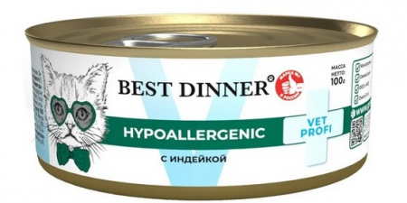 Влажный корм Best Dinner Vet Profi Hypoallergenic для кошек, индейка, 100г