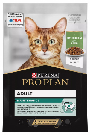 Влажный корм Purina PRO PLAN для взрослых кошек, с ягненком в желе, 85г