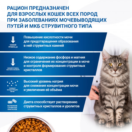 Сухой корм Monge VetSolution Cat Urinary Struvite при заболеваниях мочеполовой системы и струвитном течении МКБ, 400г