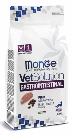 Сухой корм Monge Cat VetSolution Gastrointestinal для взрослых кошек, при заболеваниях ЖКТ, 1,5 кг